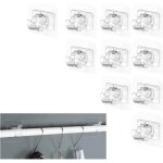 Largeight - pack of 10 adhesive curtain rods, curtain holder, adhesive hooks, curtain rod, transparent ...