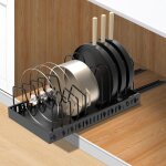 Largeight - support de couvercle de casserole, extensible, avec 10 compartiments r�glables, organisateur ...