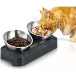 Lauwexe - gamelle chien chat sur�lev� en acier inoxydable, 2 bol double pour chat & chien d'alimentation, ...