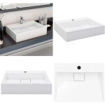 Lavabo 50x38x13 cm fonte minrale / marbre blanc - lavabo - vier - salle de bain - meuble de salle de ...