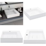 Lavabo 50x50x12, 3 cm fonte minrale / marbre blanc - lavabo - vier - salle de bain - meuble de salle ...