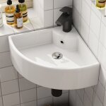 Horow - lavabo d'angle  fixer au mur lavabo suspendu, lavabo mural triangulaire, pour les petites penderies ...