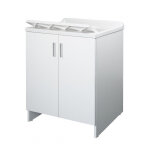 Lavabo blanc avec meuble sous - vasque, 60 x 50 cm, compact, �tanche, en polypropyl�ne stratifi�, avec ...