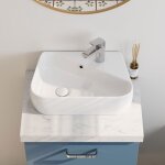 Lavabo en cramique - 45 cm lave - mains mural de forme trapzodale, design moderne, lavabo de salle ...