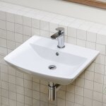 Lavabo en cramique 4842cm, lavabo mural avec 1 trou de robinetterie et trop - plein, lavabo lave - mains ...