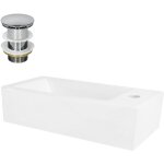 Luxebath - ml - design lavabo en c�ramique blanc, 51x25x13 cm, avec bonde de vidage chrom� en laiton, ...