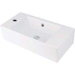 Lavabo en cramique  poser ou  accrocher au mur avec base pour robinet  gauche blanc 51x25 cm - giasyn ...