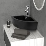 Luxebath - ml - design lavabo en cramique noir, 46x33x13 cm, anguleux, vasque  poser / mural, lave ...