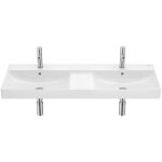 Lavabo double mural fineceramic ona avec jeu de fixations, 1200x460 mm, blanc brillant