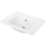 Lavabo encastr en cramique avec base pour robinet 60x45 cm blanc - meiks