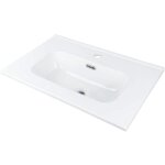 Lavabo encastr en cramique avec base pour robinet en blanc 38, 5x60 cm - rober