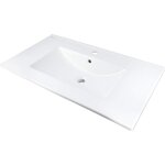 Lavabo encastré en céramique avec robinetterie blanche 47 x 81, 5 cm - rober Lavabo encastré en céramique avec robinetterie blanche 47 x 81, 5 cm - rober