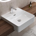 Sogood - doporro lavabo  encastrer blanc vasque en cramique lave mains carr de qualit pour salle ...