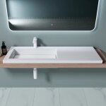 Doporro - lavabo  encastrer blanc vasque en fonte minrale lave mains rectangulaire de qualit pour ...