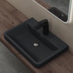 Doporro - lavabo  encastrer noir mat vasque en solid surface lave mains rectangulaire de qualit pour ...