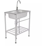 Lavabo multifonction mobile vier de cuisine vier en acier inoxydable 304 evier autoportant + robinet ...