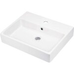 Lavabo à poser ou à accrocher au mur avec base pour robinet 50x40 cm en céramique blanche - varisto Lavabo à poser ou à accrocher au mur avec base pour robinet 50x40 cm en céramique blanche - varisto