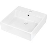Lavabo à poser ou à accrocher au mur avec base pour robinet 50x50 cm en céramique blanche - varisto Lavabo à poser ou à accrocher au mur avec base pour robinet 50x50 cm en céramique blanche - varisto