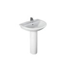 Lavabo mural 55x44 cm en cramique blanc brillant - karla - avec colonne