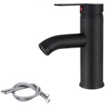 Lavabo noir mat, robinet mitigeur eau chaude et eau froide, robinet de lavabo � levier unique (couleur ...