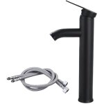 Lavabo noir mat, robinet mitigeur eau chaude et eau froide, robinet de lavabo � levier unique (couleur ...