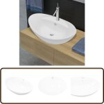 Vidaxl - lavabo ovale en cramique avec trou de robinet - lave - mains oval - lavabo cramique - lavabo ...