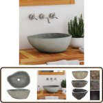 Vidaxl - lavabo en pierre de rivire ovale (37 - 46)x(29 - 36) cm - lavabo en pierre - lavabo oval - ...