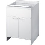 Lavabo en pvc blanc avec bonde autonettoyante et vidange 60x50x85h cm