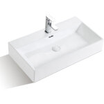 Lavabo salle de bain en cramique - vasque  poser rectangulaire - lavabo suspendu avec trop - plein ...