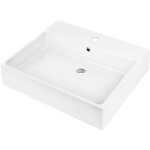 Lavabo  poser ou suspendu avec base pour robinet 60x50 cm en cramique blanche - varisto