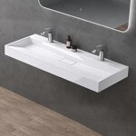 Doporro lavabo suspendu avec bonde vasque  poser blanc 120x46x11cm lave mains rectangulaire colossum19 ...