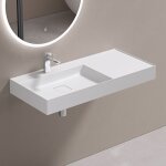 Doporro - lavabo suspendu avec bonde vasque � poser blanc mat 100x46x12cm lave mains rectangulaire avec ...