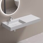 Doporro - lavabo suspendu avec bonde vasque à poser blanc mat 120x46x12cm lave mains rectangulaire avec ... Doporro - lavabo suspendu avec bonde vasque à poser blanc mat 120x46x12cm lave mains rectangulaire avec ...