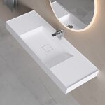 Doporro - lavabo suspendu avec bonde vasque  poser blanc mat 120x46x12cm lave mains rectangulaire avec ...