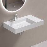 Doporro - lavabo suspendu avec bonde vasque � poser blanc mat 70x46x12cm lave mains rectangulaire avec ...