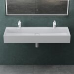 Mai & mai lavabo suspendu vasque � poser blanc mat 120x40x14cm 2 �viers lave mains salle de bain avec ...