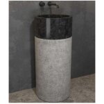Lavabo totem ronde bora nero � poser 41x92 cm en pierre