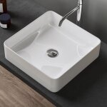 Doporro - lavabo vasque  poser blanc 40, 5x40, 5x11 cm lave mains carr en cramique revtement nano ...