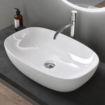 Doporro - lavabo vasque  poser blanc 60x39, 5x14 cm lave mains ovale en cramique revtement nano easy ...