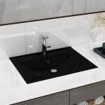 Maisonchic - lavabo, vasque de luxe, evier, bac  laver avec trou de robinet noir mat 60x46 cm cramique ...