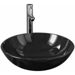 Lavabo vasque salle de bain diamtre 42 cm avec robinet et drain  poussoir verre tremp