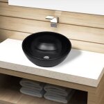 Maisonchic - lavabo, vasque de salle de bain, bassin d'vier rond, bac  laver cramique noir pour salle ...