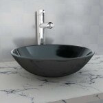 Lavabo - vasque verre tremp� 42 cm noir 682941