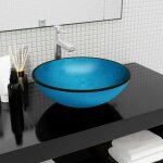 Lavabo - vasque verre tremp� 42x14 cm bleu 174058
