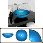 Vidaxl - lavabo verre tremp� 42x14 cm bleu - lavabo - vasque - �vier - salle de bain - meuble de salle ...