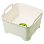 Lavage et �gouttage - cuvette d'�vier de cuisine en plastique avec poign�e et couvercle de vidange (blanc) ...