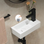 Horow - lave mains rectangle design blanc - mini lavabo de comptoir et lavabo suspendu - trou de robinetterie ...