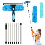 [jamais utilis] lave - vitres extensible de 3. 1 m, appareil de nettoyage de vitres 2 en 1, outil de ...