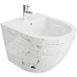Lavita bidet mural universal sofi paper avec trou de robinet et trop - plein en c�ramique hygi�nique ...