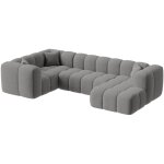 Mobilier deco - layane - canap� panoramique tissu bouclette gris - angle droit